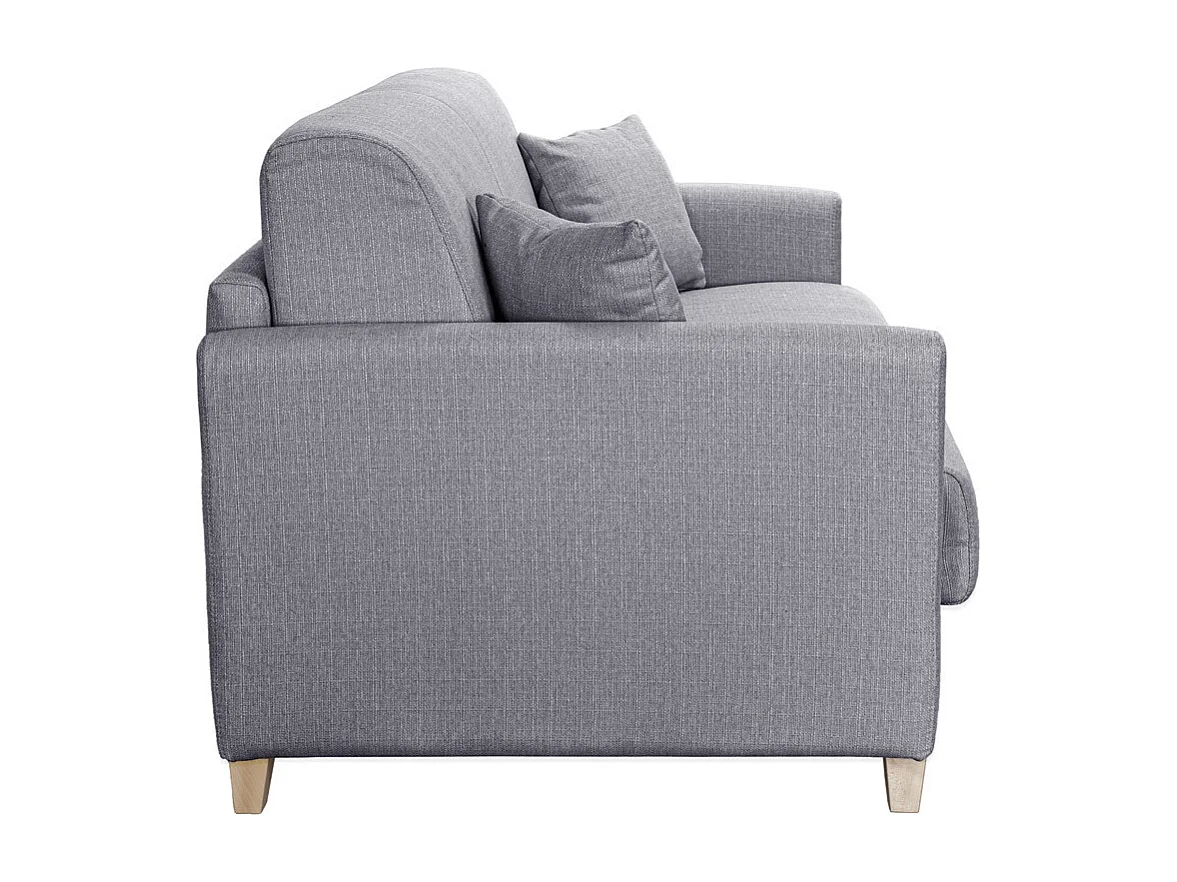 Sofá cama 3 plazas nórdico gris claro con colchón de 18 cm SKANDY