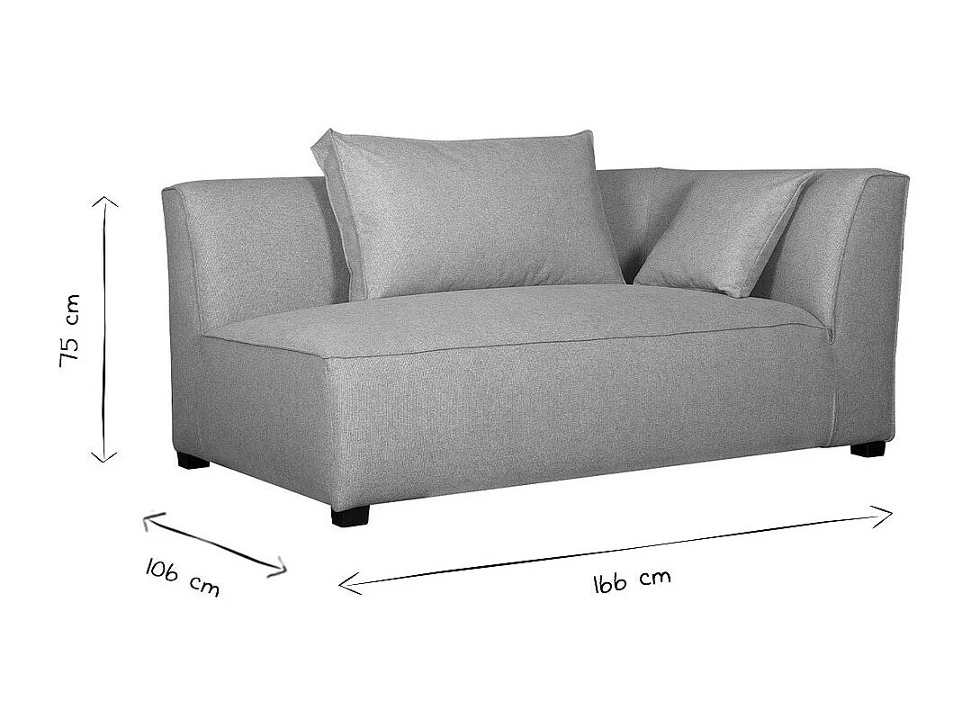 Module d'angle droit pour canapé en tissu gris clair PLURIEL