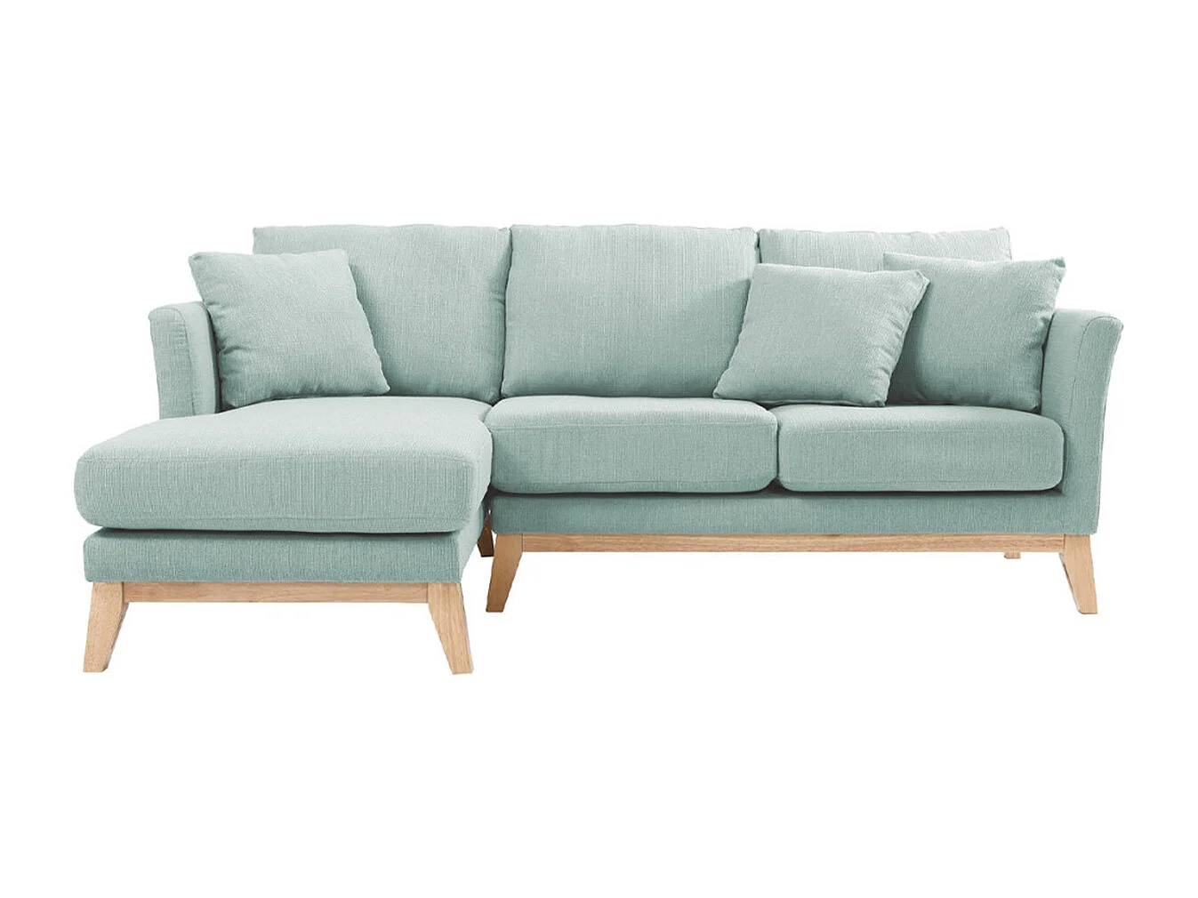 Skandinavisches Ecksofa links OSLO aus lagunengrünem, abziehbarem Stoff