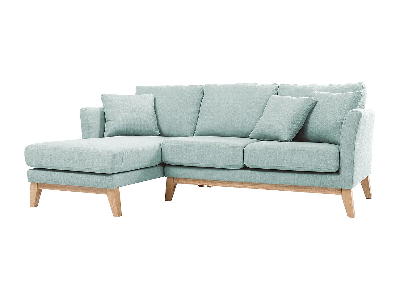 Skandinavisches Ecksofa links OSLO aus lagunengrünem, abziehbarem Stoff