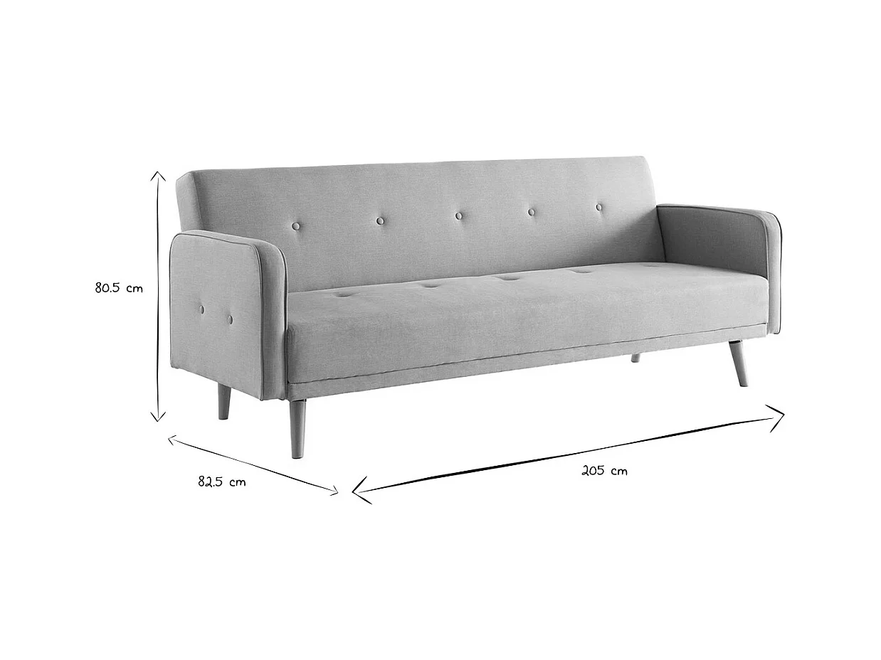 Schlafsofa 3 Plätze skandinavisches Design Dunkelgrau ULLA