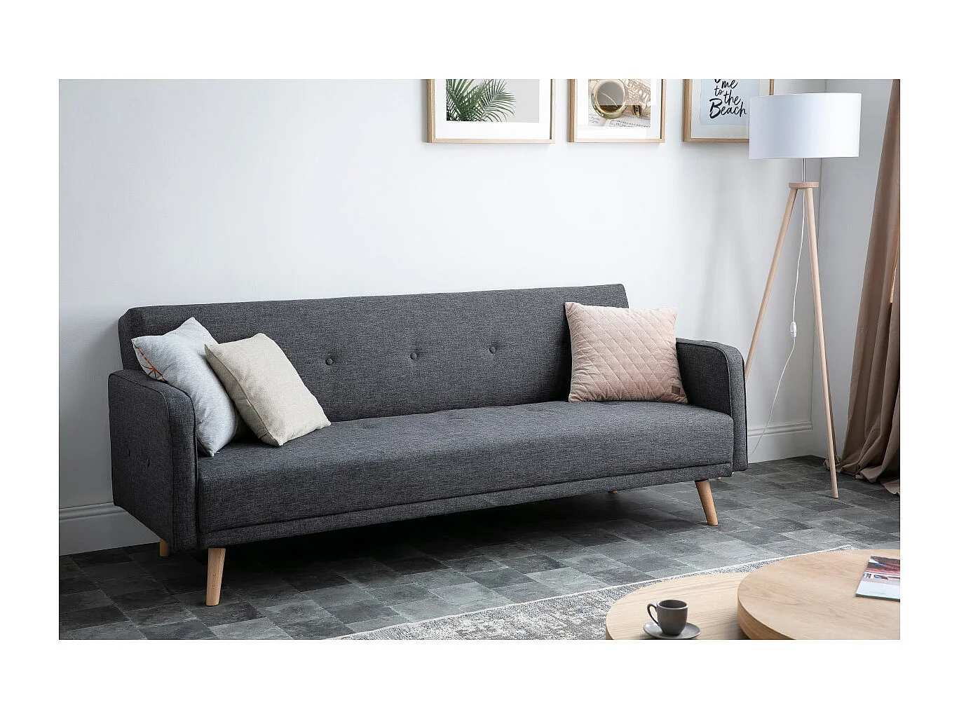 Sofá convertible 3 plazas diseño escandinavo gris oscuro ULLA