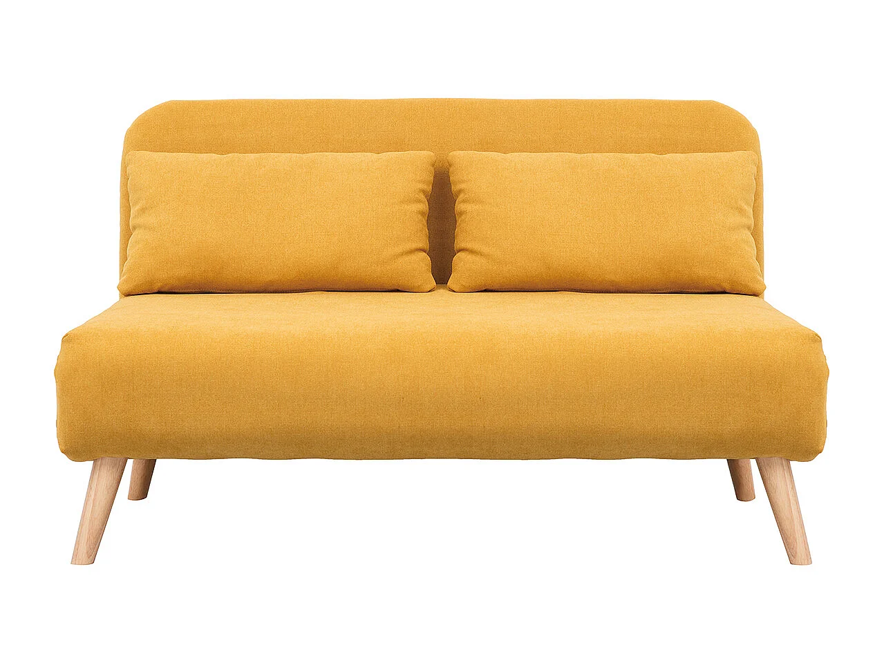 Banco convertible 2 plazas en tejido efecto terciopelo amarillo mostaza AMIKO