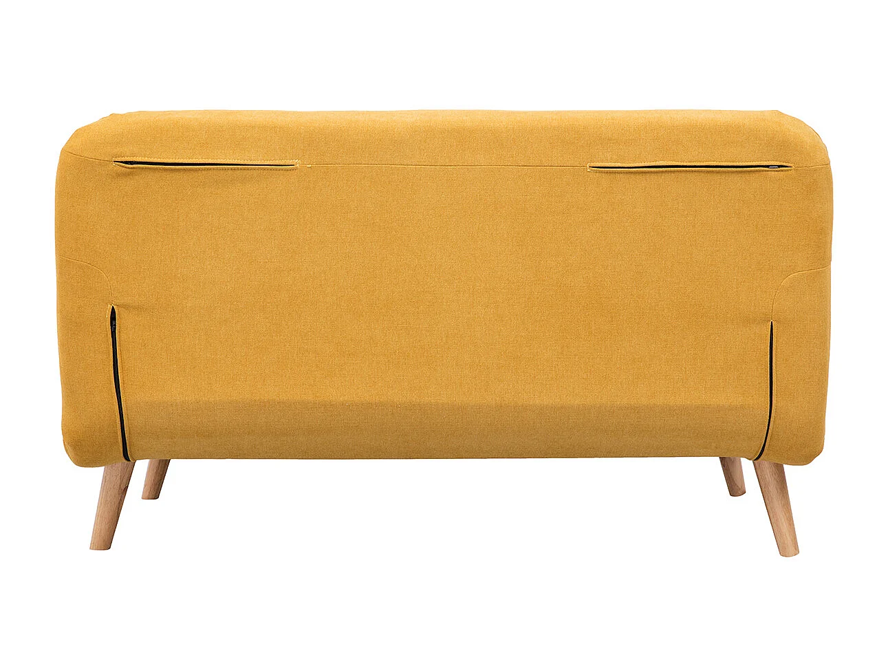 Banco convertible 2 plazas en tejido efecto terciopelo amarillo mostaza AMIKO