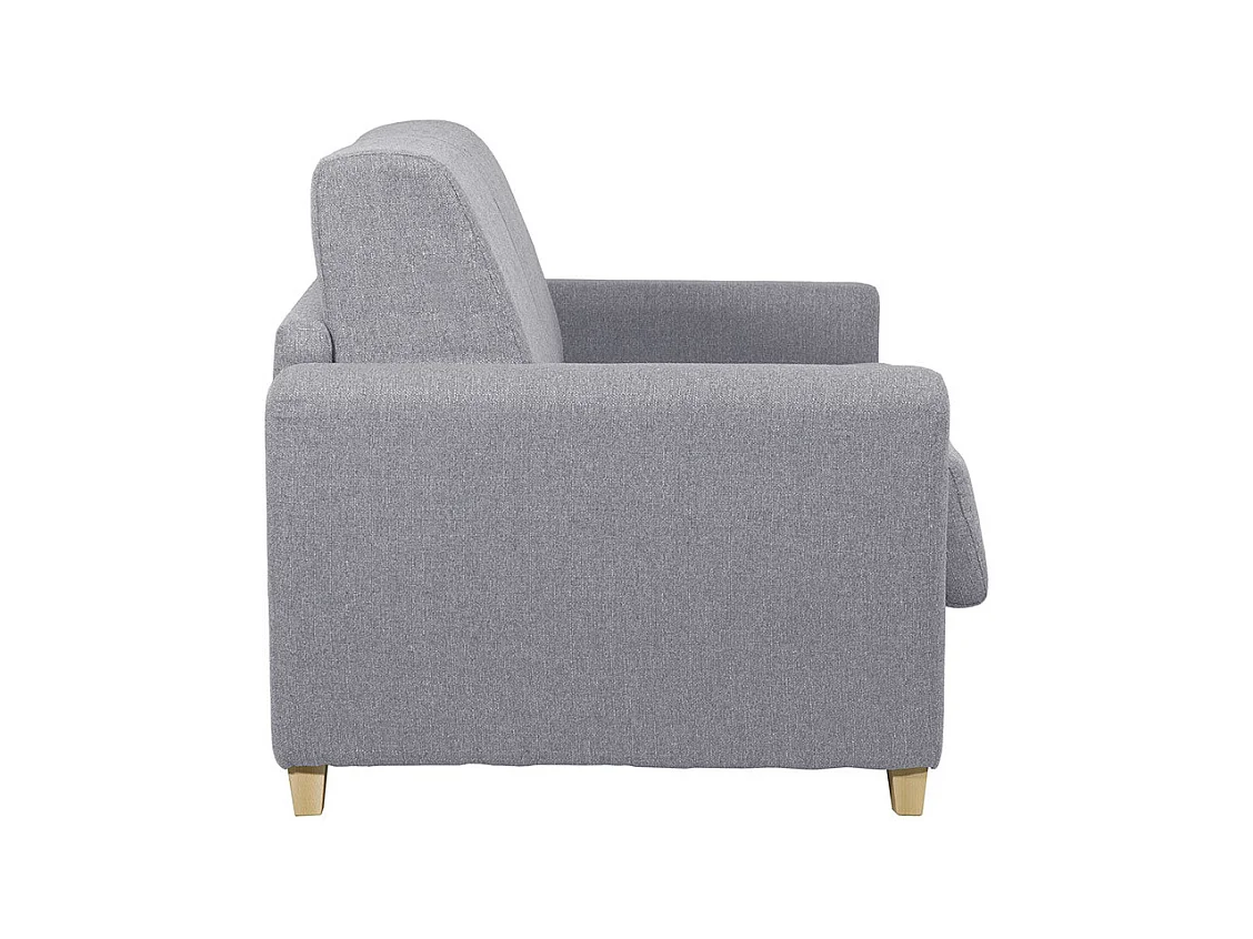 Schlafsofa skandinavisch mit Matratze 18 cm hellgrauer Stoffbezug GRAHAM