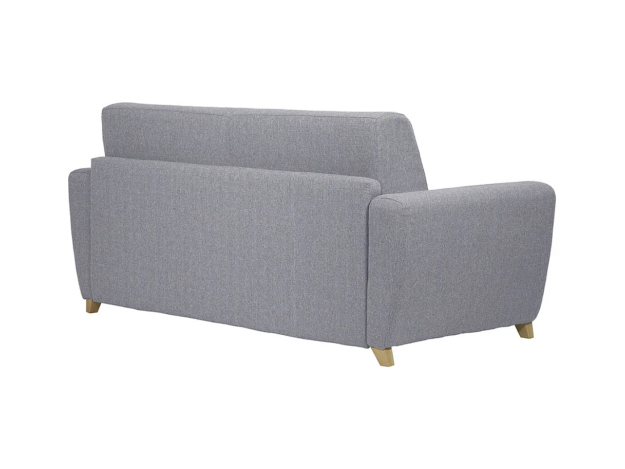 Schlafsofa skandinavisch mit Matratze 18 cm hellgrauer Stoffbezug GRAHAM