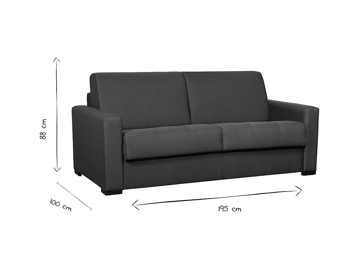 Schlafsofa skandinavisch mit Matratze 18 cm hellgrauer Stoffbezug GRAHAM