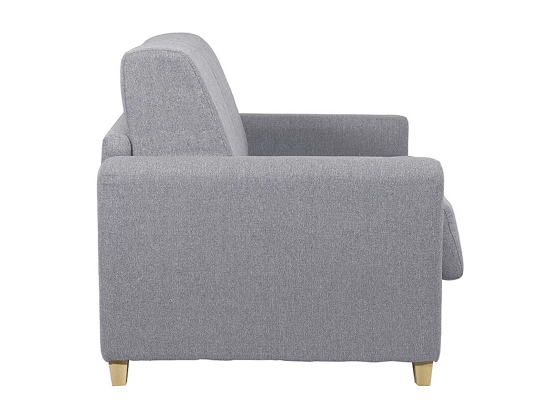 Schlafsofa skandinavisch mit Matratze 18 cm hellgrauer Stoffbezug GRAHAM