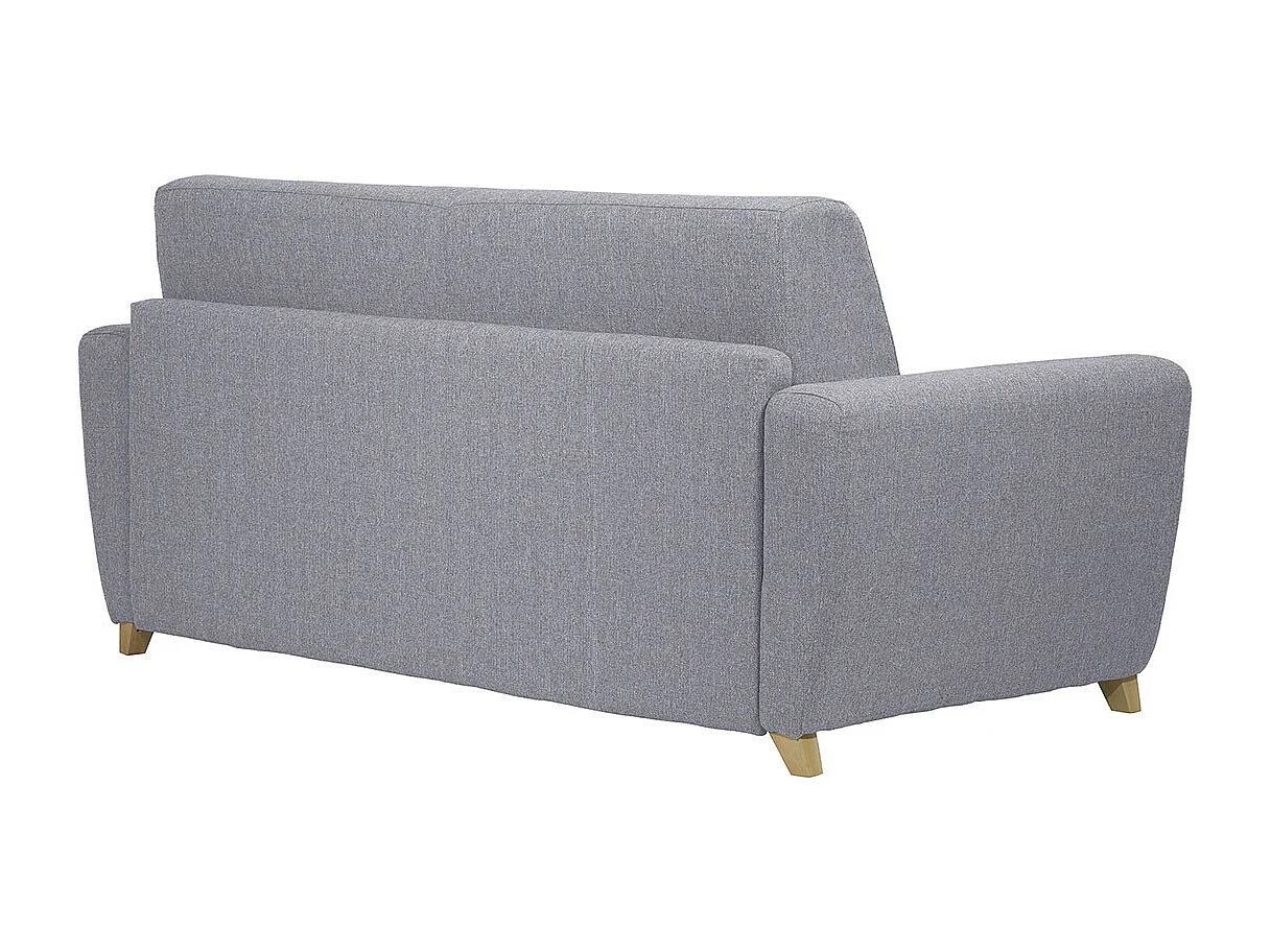 Schlafsofa skandinavisch mit Matratze 18 cm hellgrauer Stoffbezug GRAHAM