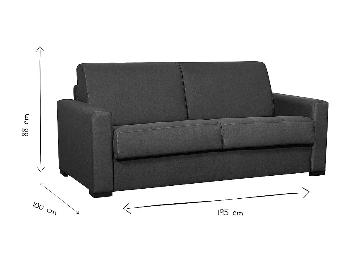 Schlafsofa skandinavisch mit Matratze 18 cm hellgrauer Stoffbezug GRAHAM
