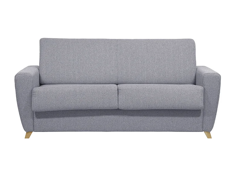 Schlafsofa skandinavisch mit Matratze 18 cm hellgrauer Stoffbezug GRAHAM