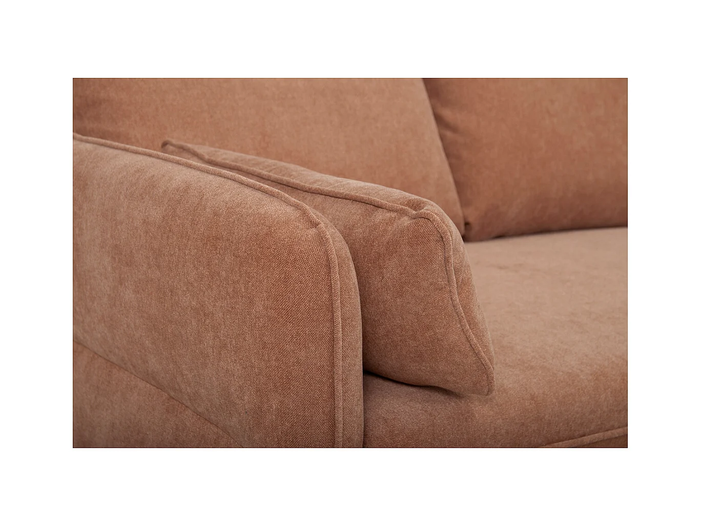 Eck-Schlafsofa mit Stauraum 3/4-Sitzer Stoff in Terracotta und helles Holz DRISS