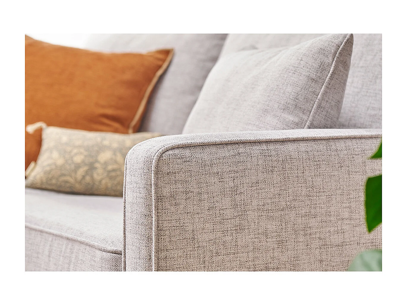 Canapé convertible scandinave 3 places en tissu gris clair et bois clair avec matelas 10 cm PAPEL