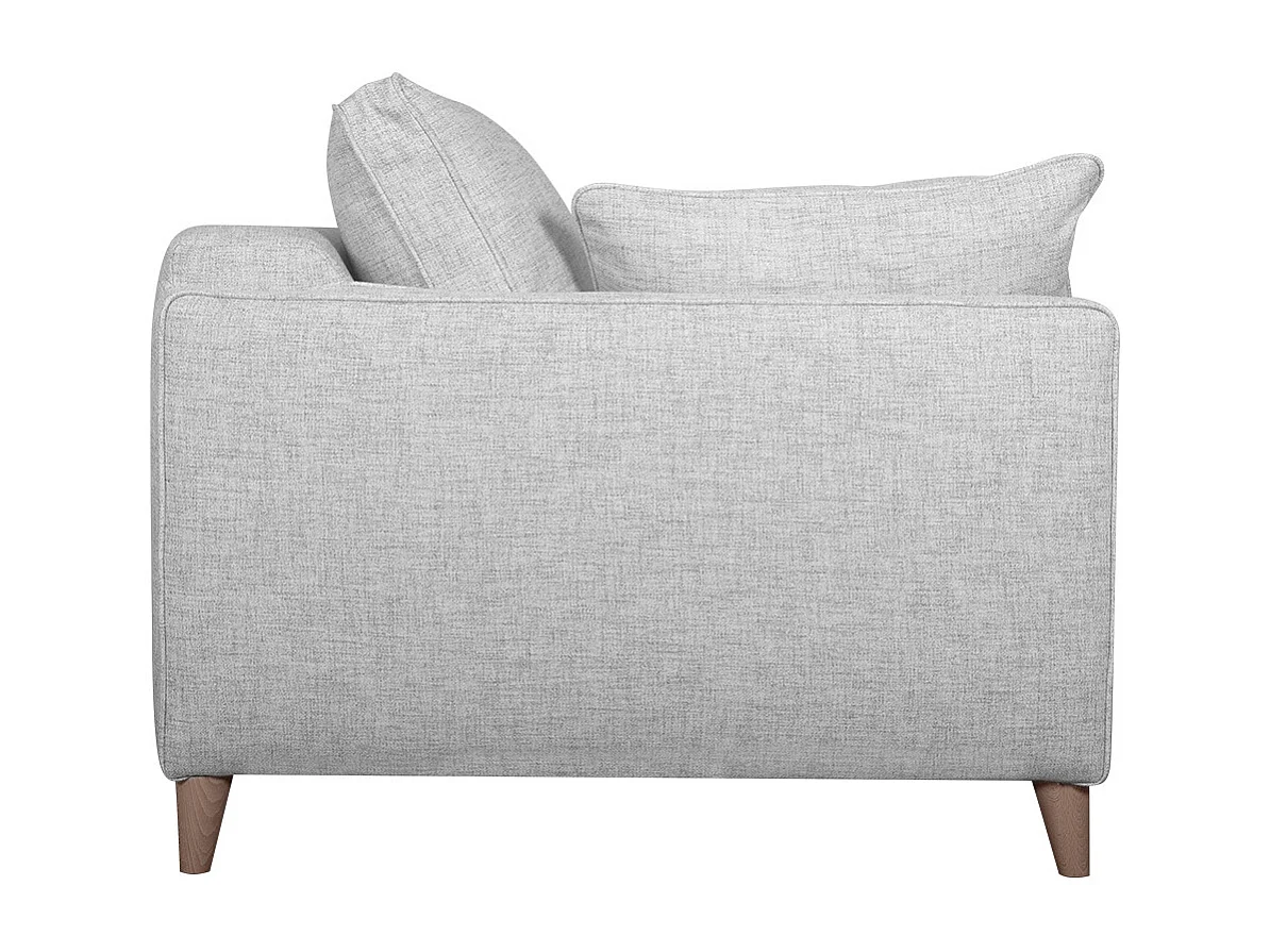 Canapé convertible scandinave 3 places en tissu gris clair et bois clair avec matelas 10 cm PAPEL