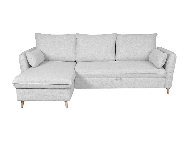Sofá cama con chaise longue a la derecha y canapé gris claro - DRISS