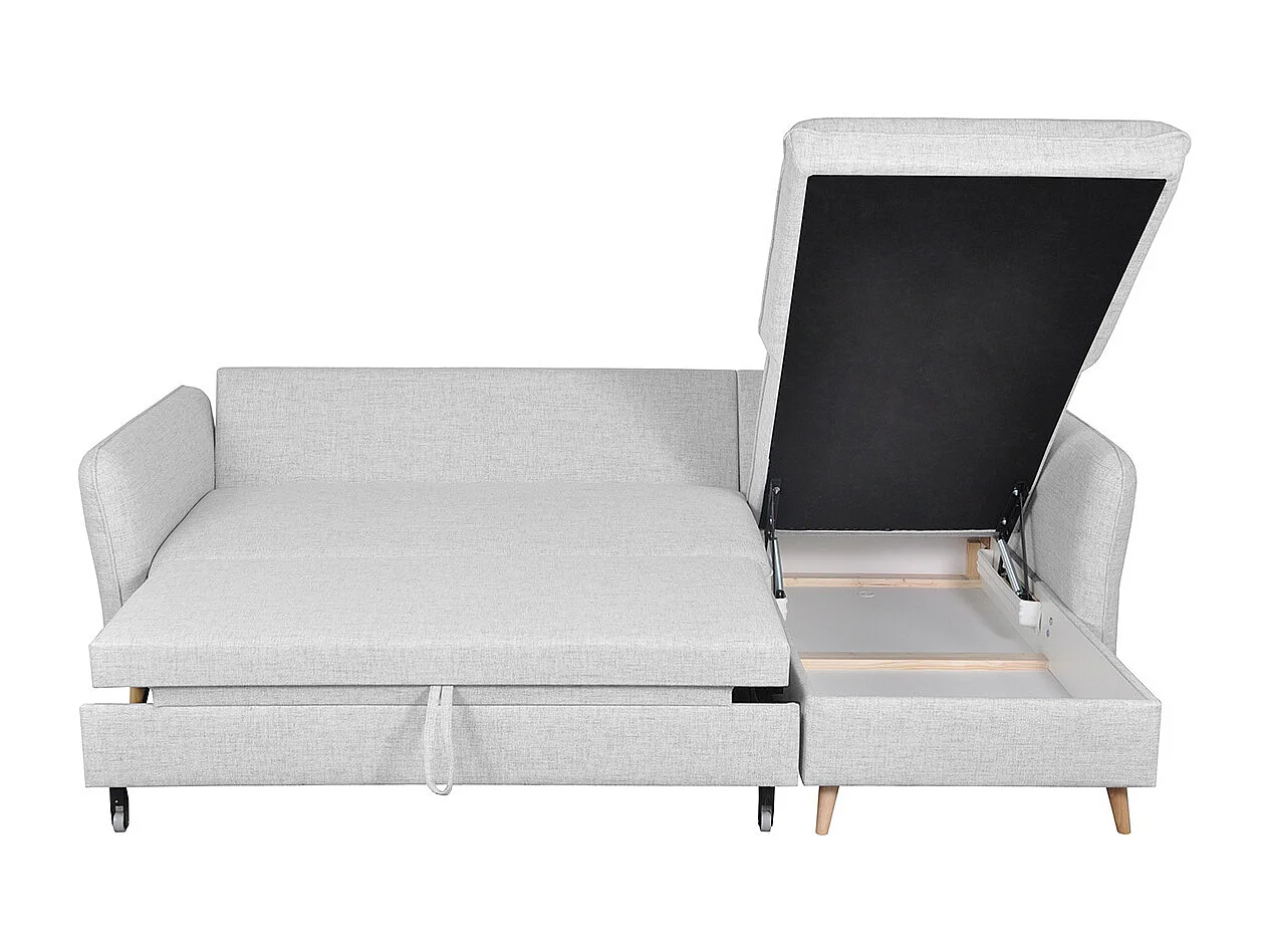 Sofá cama con chaise longue a la derecha y canapé gris claro - DRISS