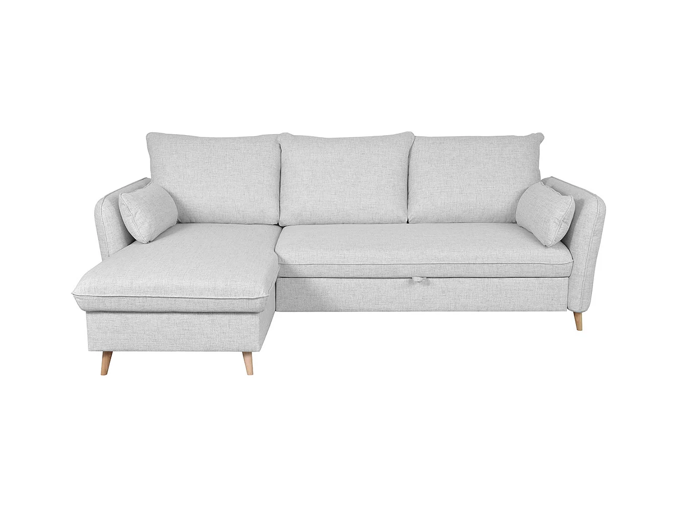Divano letto angolare destro con contenitore grigio chiaro DRISS