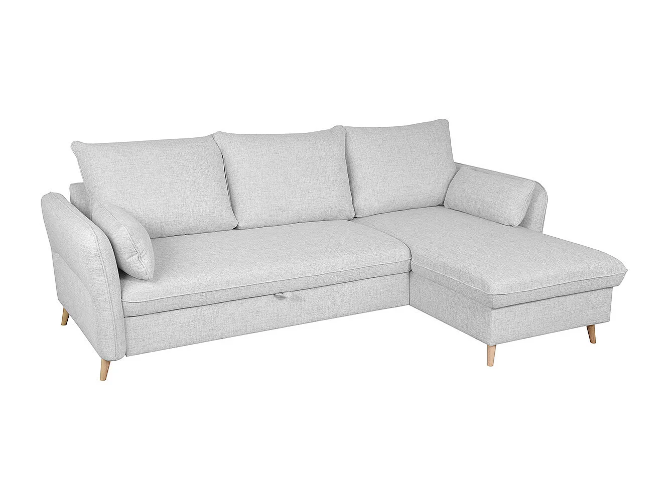 Divano letto angolare destro con contenitore grigio chiaro DRISS