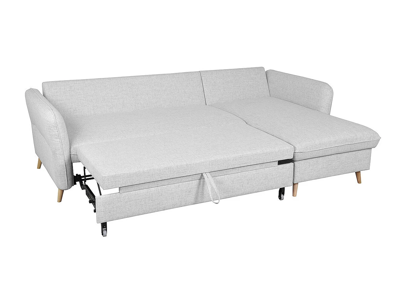 Divano letto angolare destro con contenitore grigio chiaro DRISS