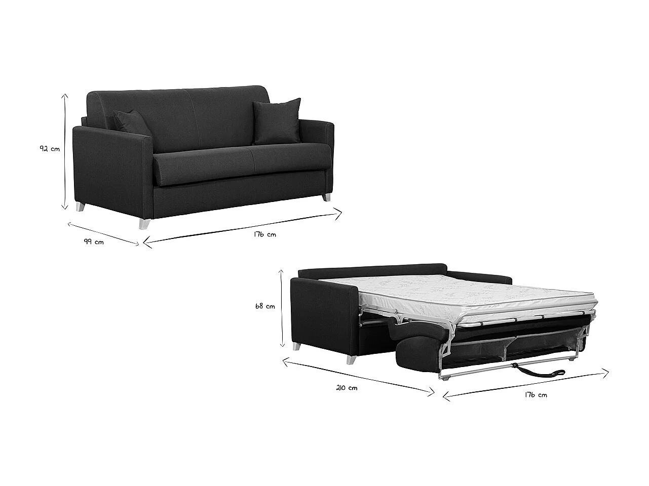 Pfauenblau skandinavisches 3-Sitzer-Sofabett SKANDY