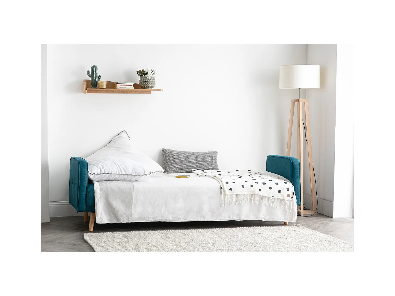 Sofá convertible 3 plazas diseño escandinavo azul ULLA