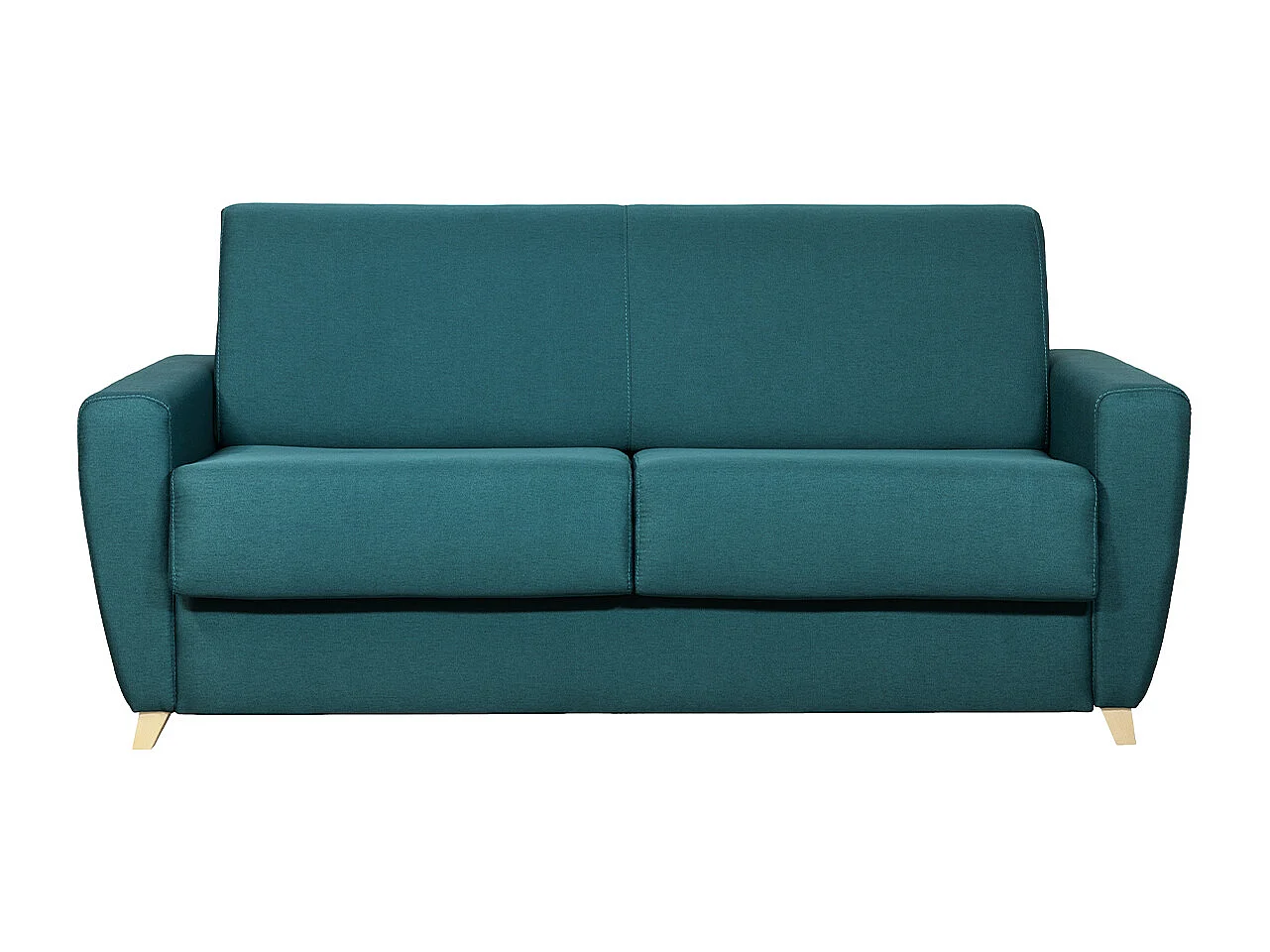 Skandinavische Schlafcouch in Entenblau mit Matratze 18 cm GRAHAM