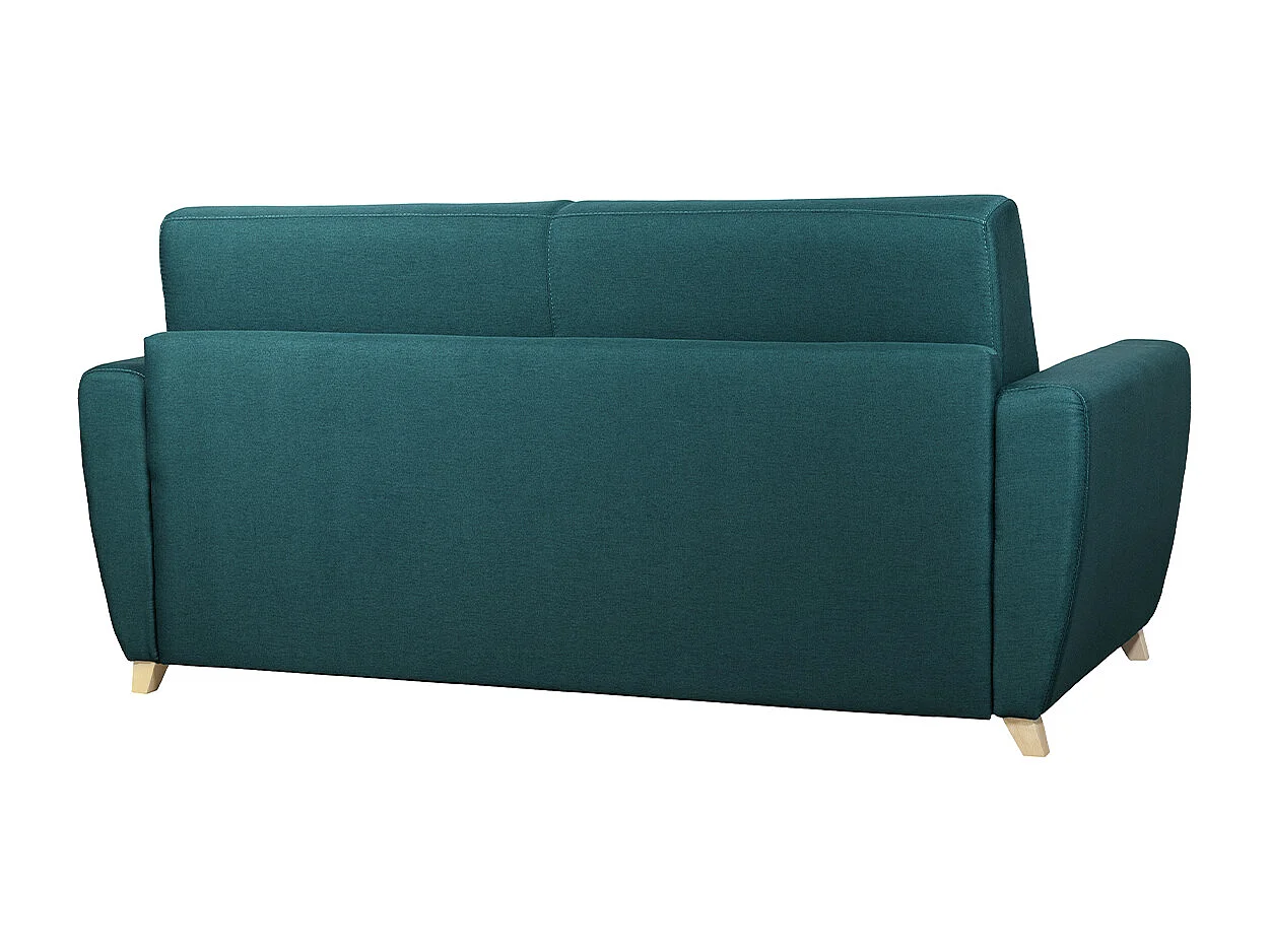 Skandinavische Schlafcouch in Entenblau mit Matratze 18 cm GRAHAM