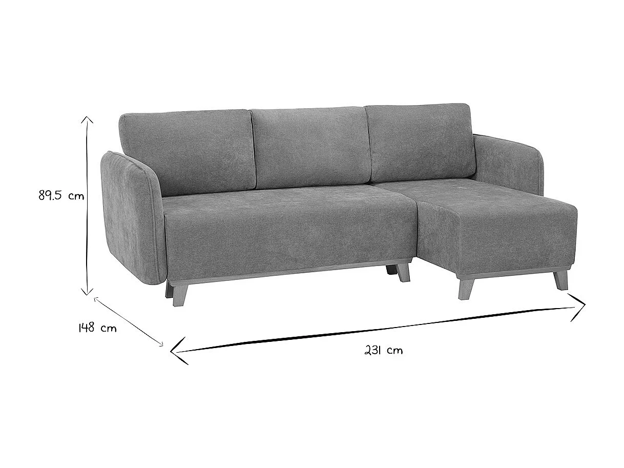 Schlaf-Ecksofa modulierbar terracottafarbener Stoff mit Velours-Effekt und helles Holz 3-4 Sitzer ROMANE