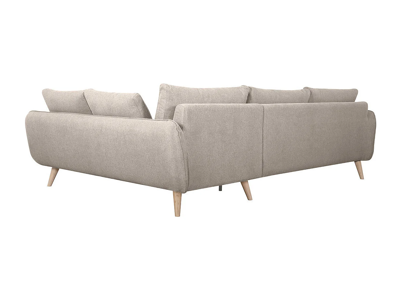 Divano angolare destro scandinavo 5 posti in tessuto beige naturale e legno chiaro CREEP