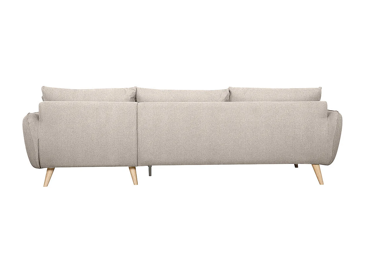 Divano angolare destro scandinavo 5 posti in tessuto beige naturale e legno chiaro CREEP