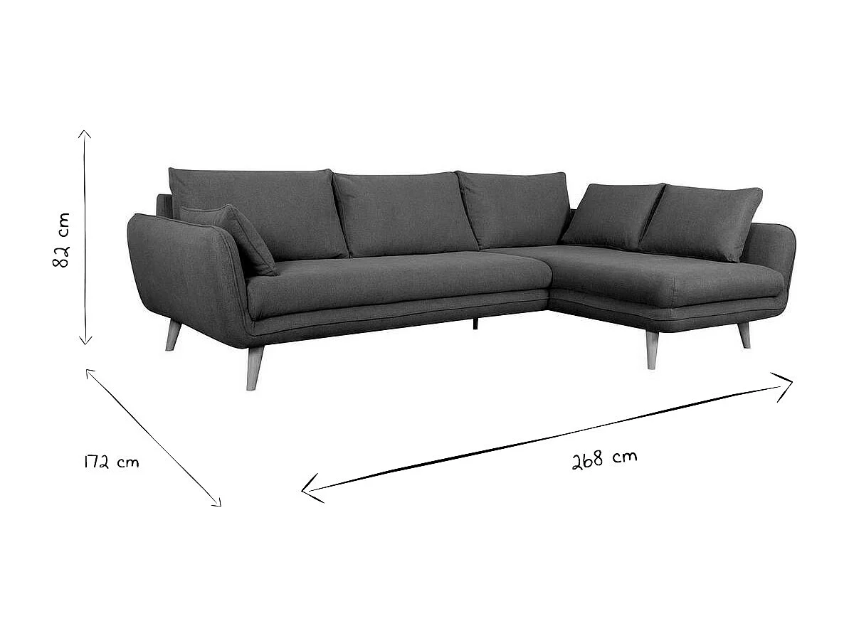 Divano angolare destro scandinavo 5 posti in tessuto beige naturale e legno chiaro CREEP