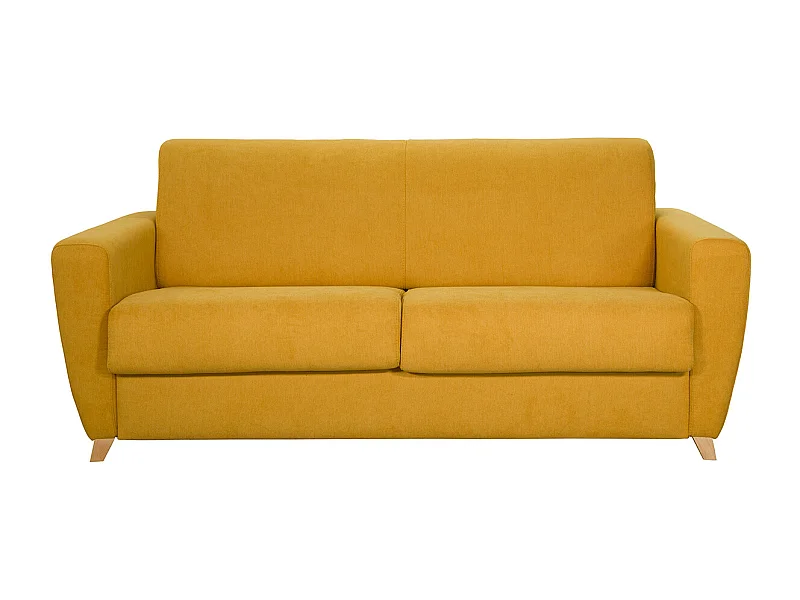 Schlafsofa skandinavisch senfgelb und Holz GRAHAM