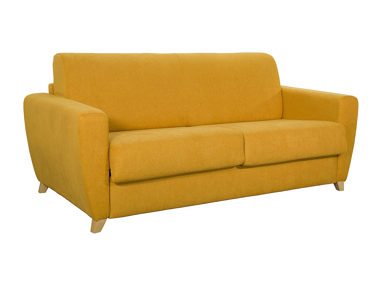 Schlafsofa skandinavisch senfgelb und Holz GRAHAM