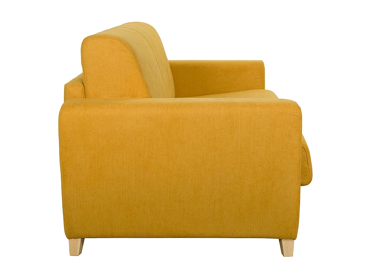 Schlafsofa skandinavisch senfgelb und Holz GRAHAM