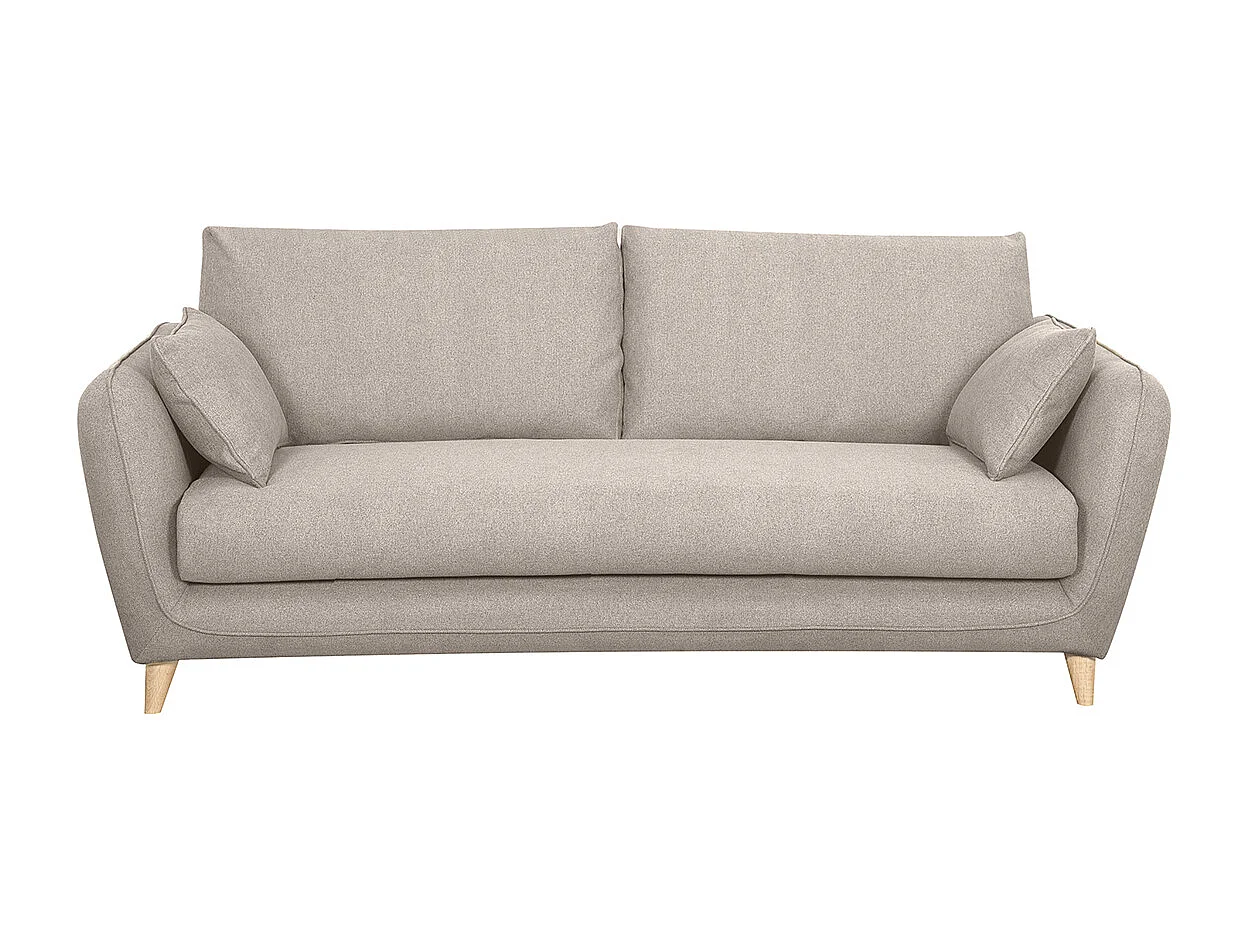 Skandinavische Schlafcouch beige mit Matratze Dicke 10 cm 3-Sitzer CREEP