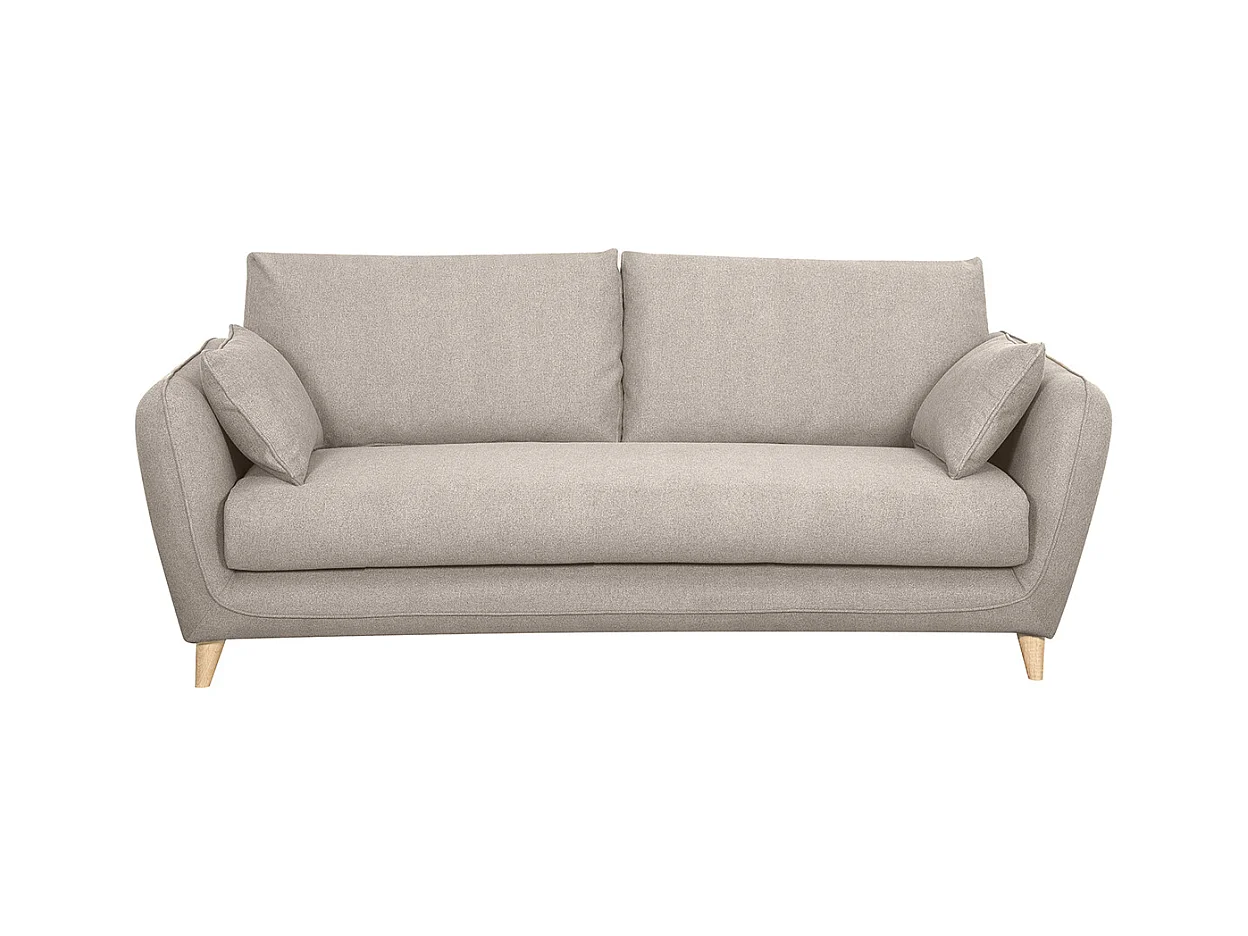 Canapé convertible scandinave 3 places en tissu beige avec matelas 10 cm CREEP