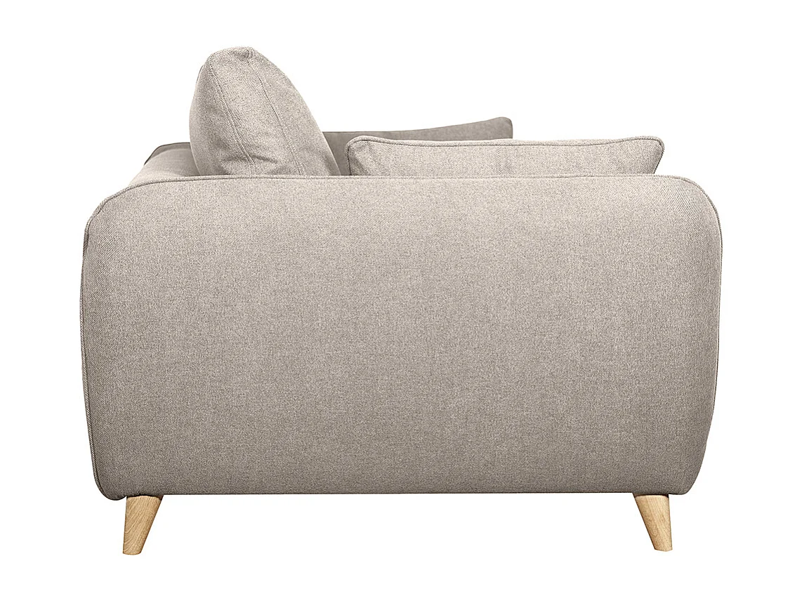 Sofá cama 3plazas nórdico de tela beige natural con colchón de 10 cm CREEP