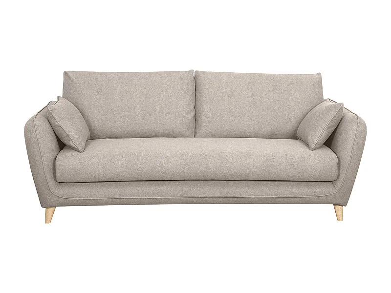 Canapé convertible scandinave 3 places en tissu beige avec matelas 10 cm CREEP
