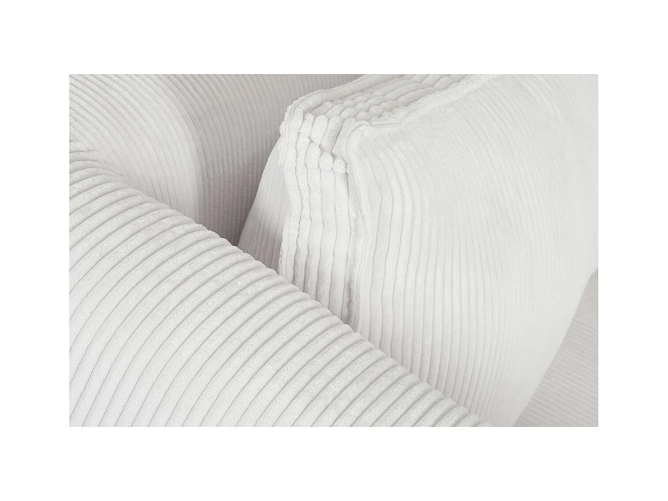 Canapé d'angle droit design en tissu velours côtelé écru 3-4 places PANAM