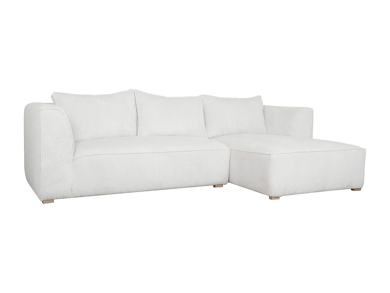 Sofá chaise longue de diseño de pana color crudo 3-4 plazas PANAM