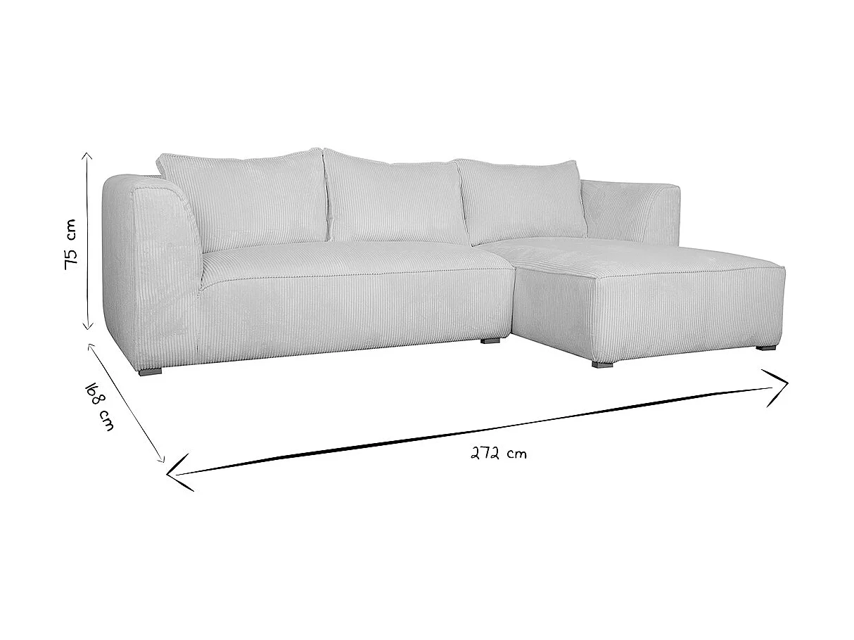 Sofá chaise longue de diseño de pana color crudo 3-4 plazas PANAM