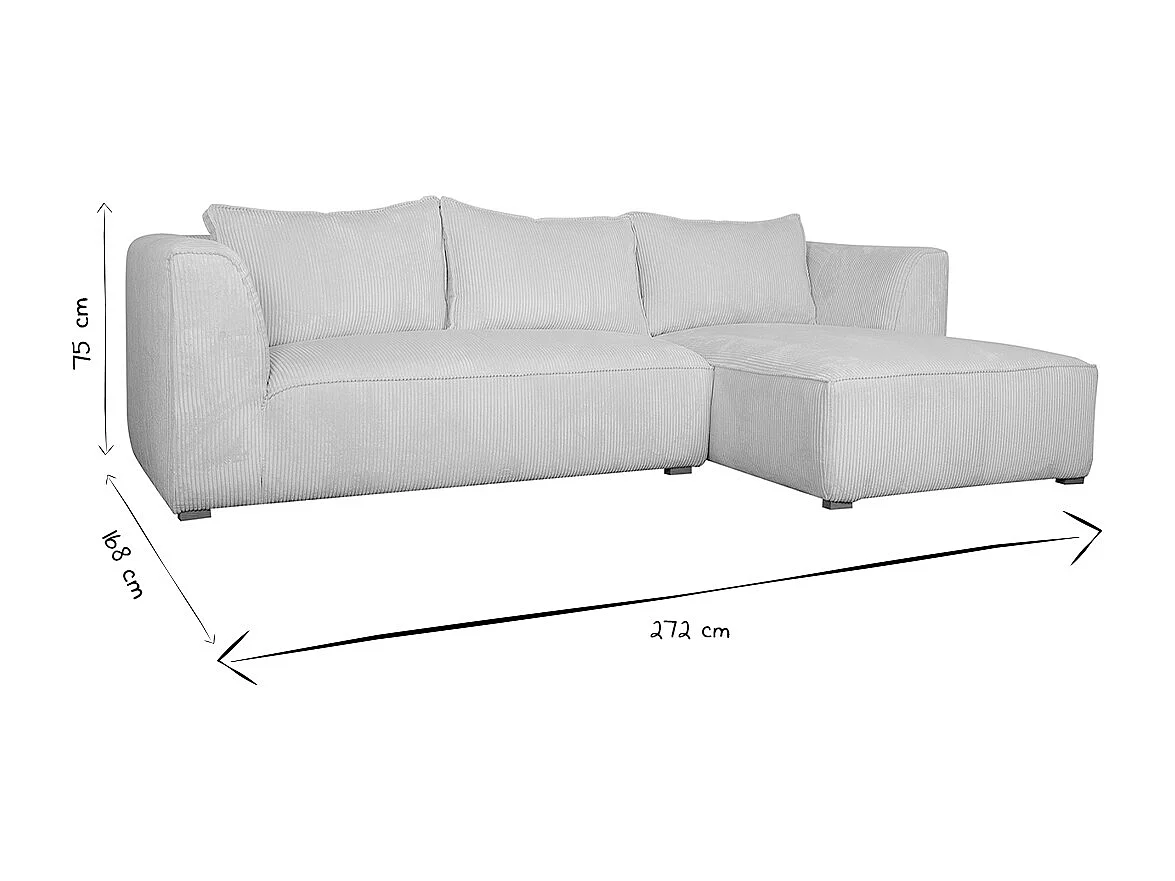 Sofá chaise longue de diseño de pana color crudo 3-4 plazas PANAM