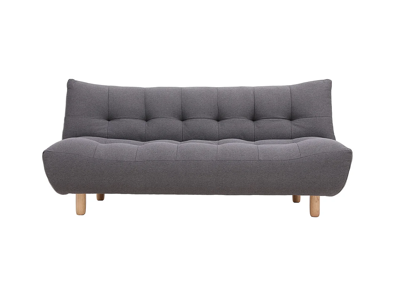 Canapé convertible scandinave 3 places en tissu gris foncé et bois clair YUMI