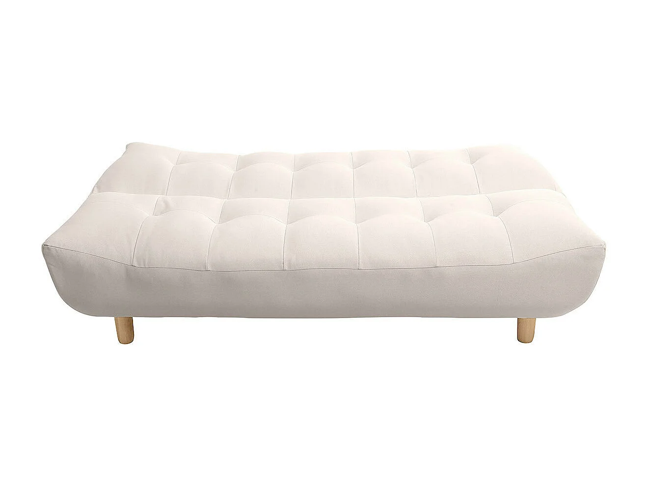 Canapé convertible scandinave 3 places en tissu beige et bois clair YUMI