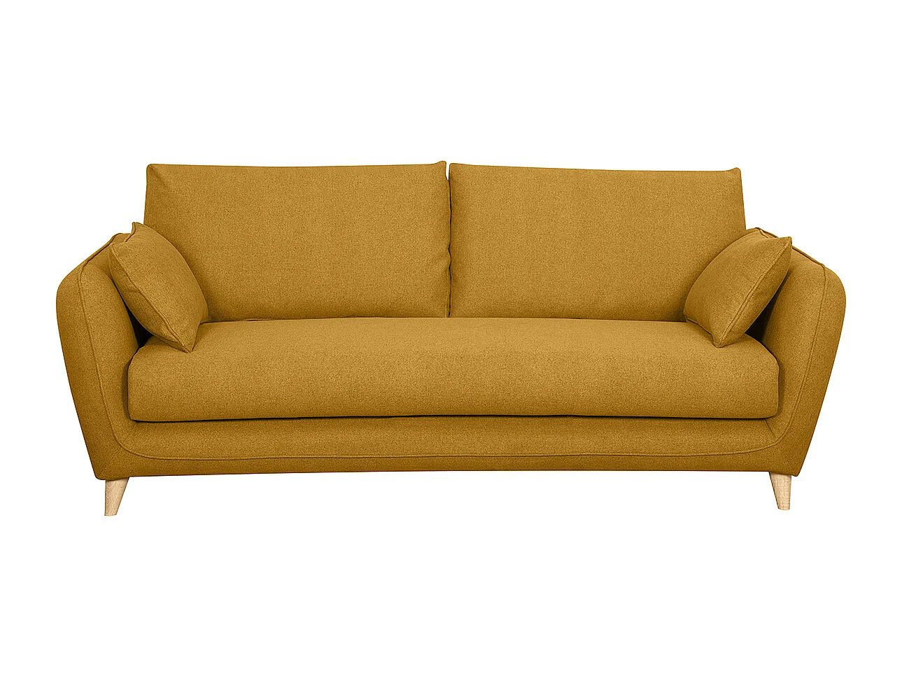 Divano letto scandinavo 3 posti giallo cumino con materasso 10 cm CREEP