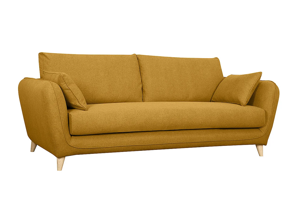 Divano letto scandinavo 3 posti giallo cumino con materasso 10 cm CREEP