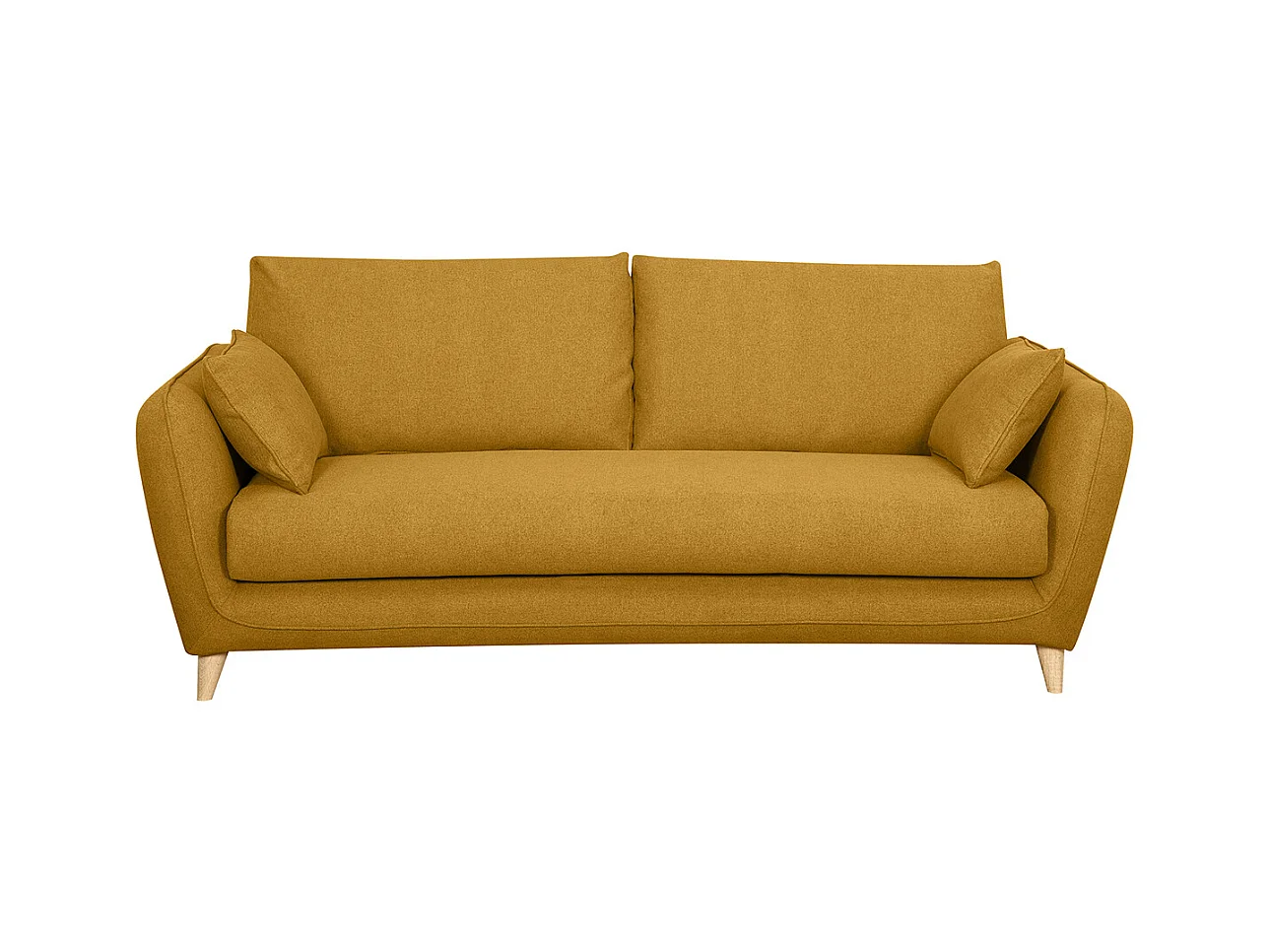 Skandinavische Schlafcouch kumingelb mit Matratze Dicke 10 cm 3-Sitzer CREEP