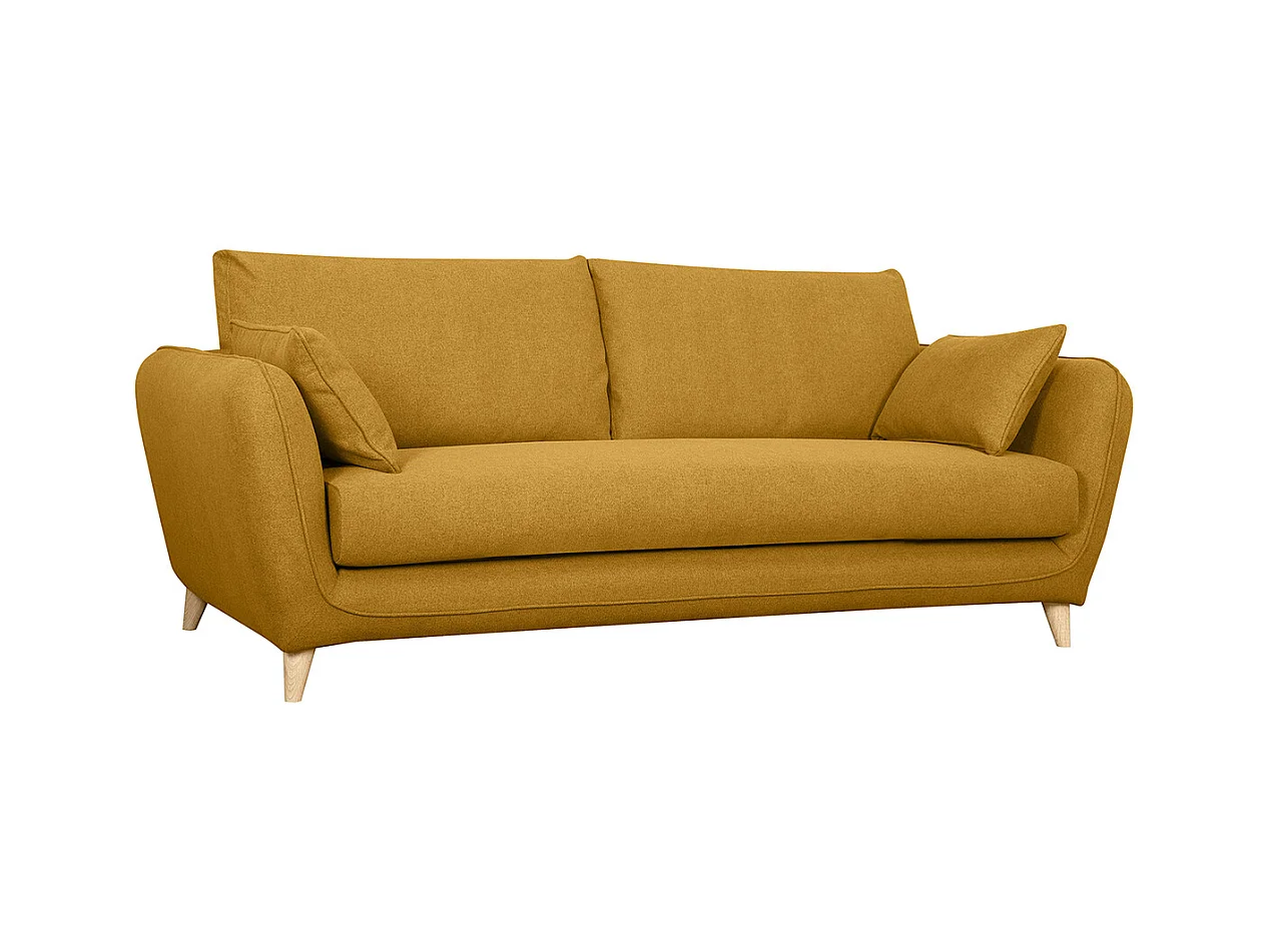 Skandinavische Schlafcouch kumingelb mit Matratze Dicke 10 cm 3-Sitzer CREEP