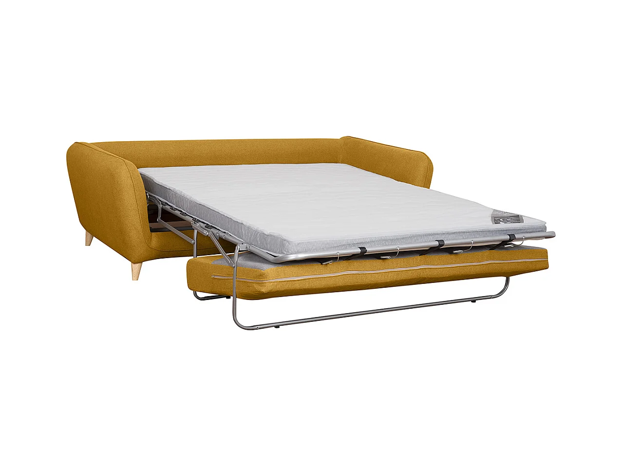 Skandinavische Schlafcouch kumingelb mit Matratze Dicke 10 cm 3-Sitzer CREEP