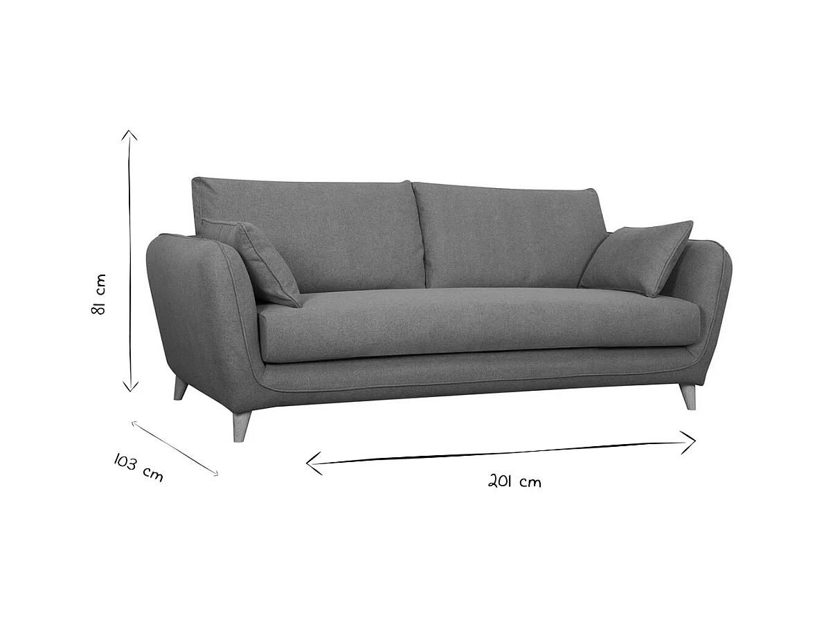 Skandinavische Schlafcouch kumingelb mit Matratze Dicke 10 cm 3-Sitzer CREEP